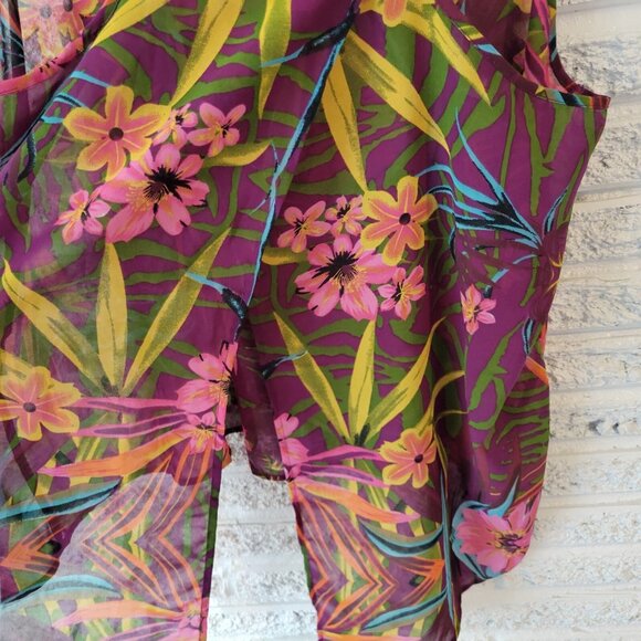 Speed Limit MPR Womens Top 1X Overlay Purple Floral High Low Split Back FLO44XE - Picture 7 of 9